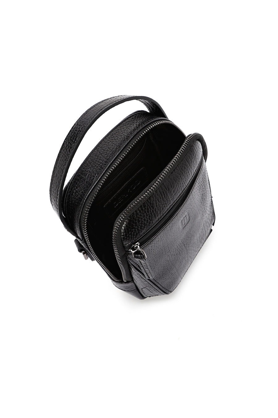 Men's Black Leather Messenger Bag