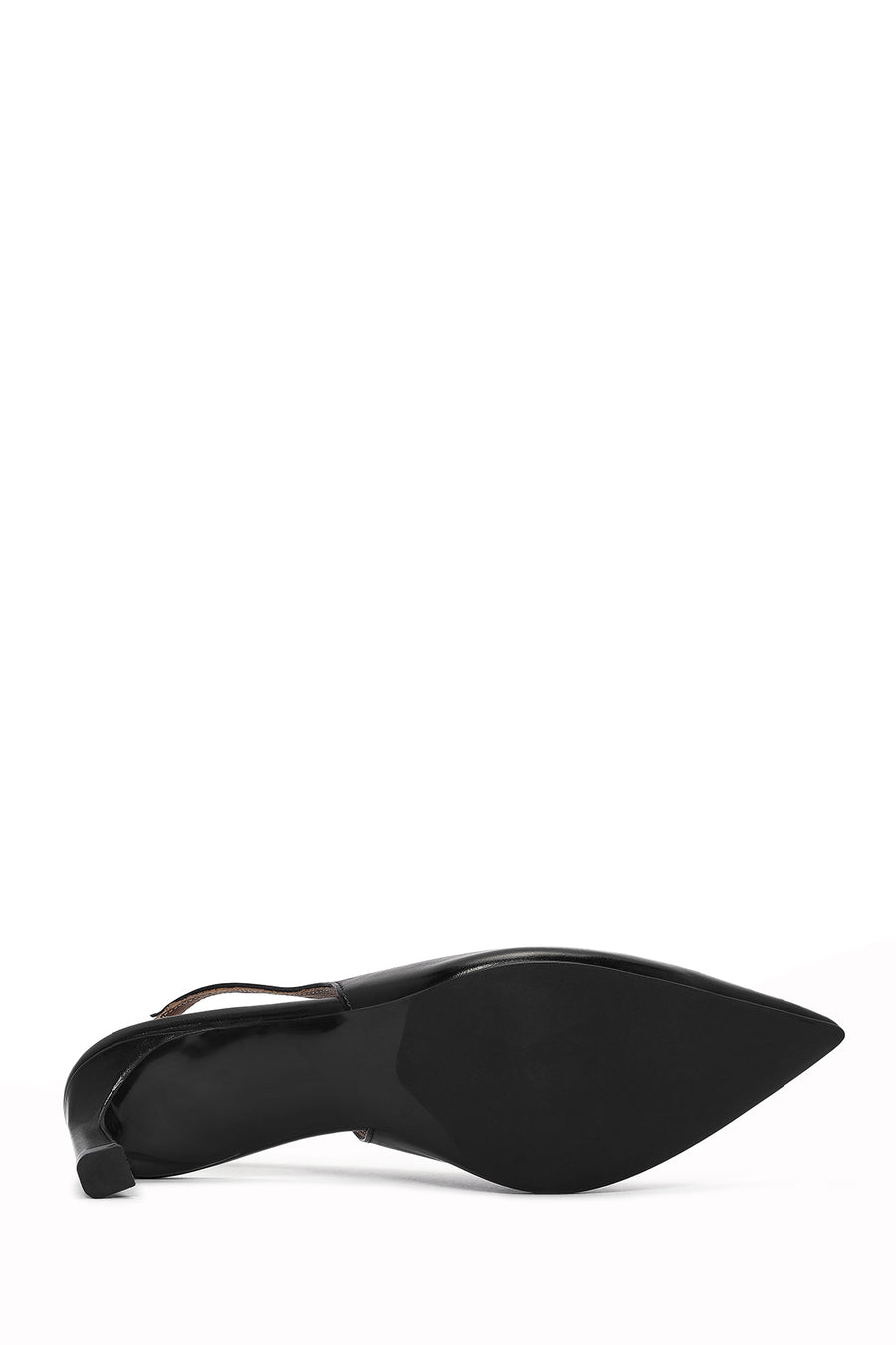 Women's Black Slingback Elastic Low Heel Leather Shoes