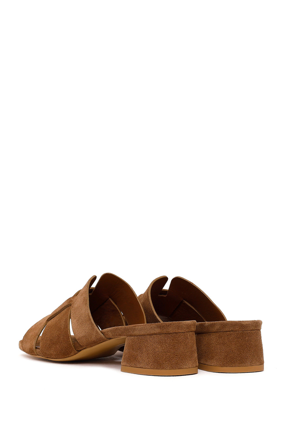 Woman Mink Thick-Heeled Suede Slipper