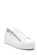 Women's Leather Zipper Detailed Sneaker | Derimod