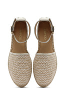 Kadın Bej Bilekten Tokalı Hasır Deri Espadril Sandalet | Derimod