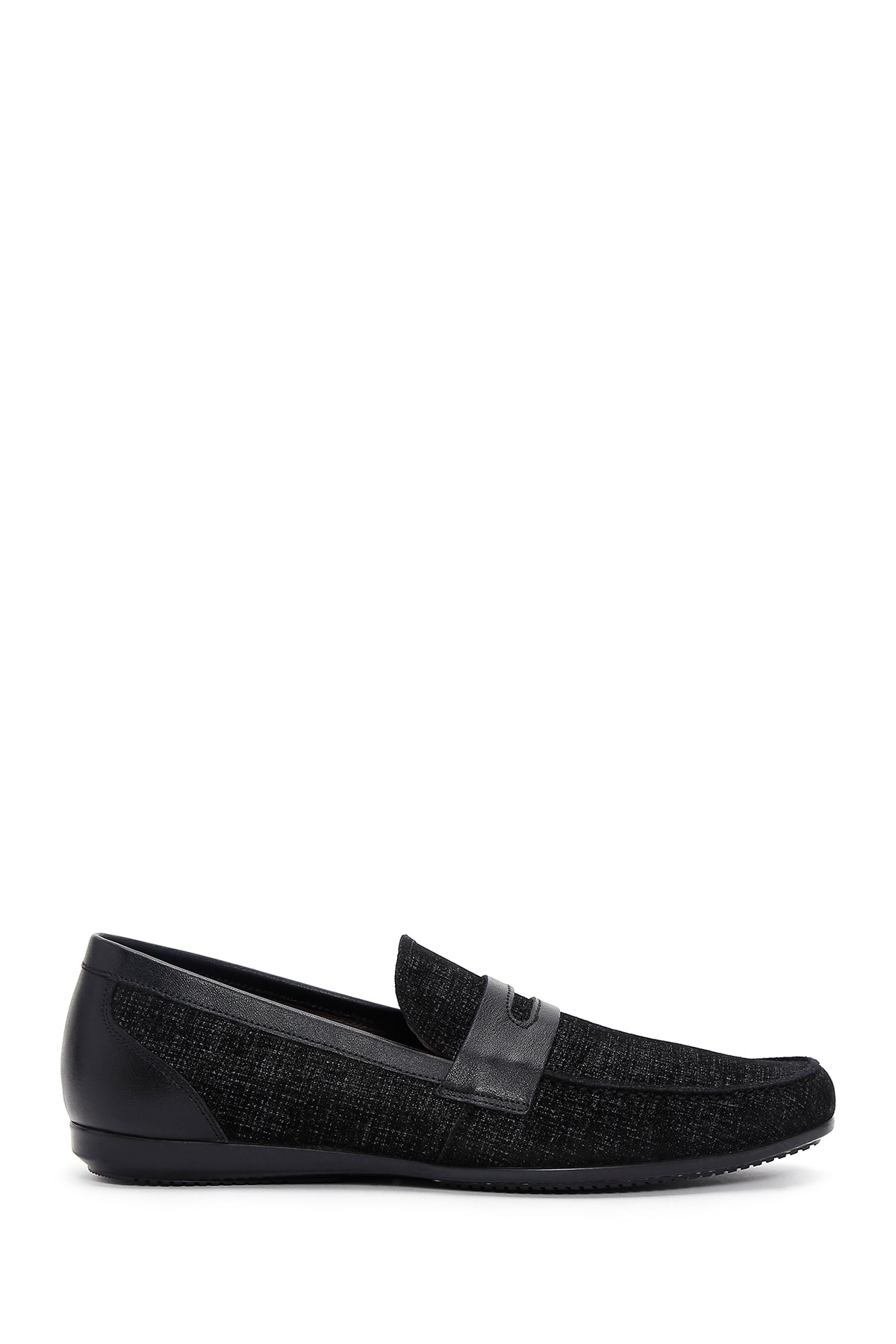 Men's Black Printed Leather Casual Loafer 23SFD600726 | Derimod