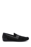 Men's Black Printed Leather Casual Loafer | Derimod