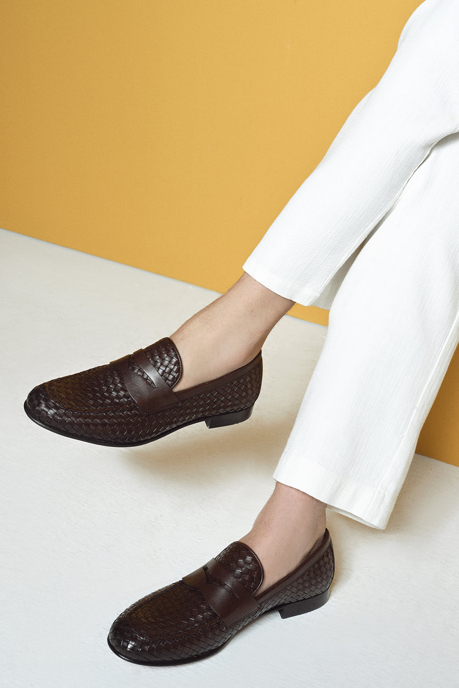 Men's Brown Knit Leather Classic Loafers 25SFD601429 | Derimod