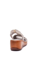 Women's Leather Comfort Wedge Heel Sandals | Derimod