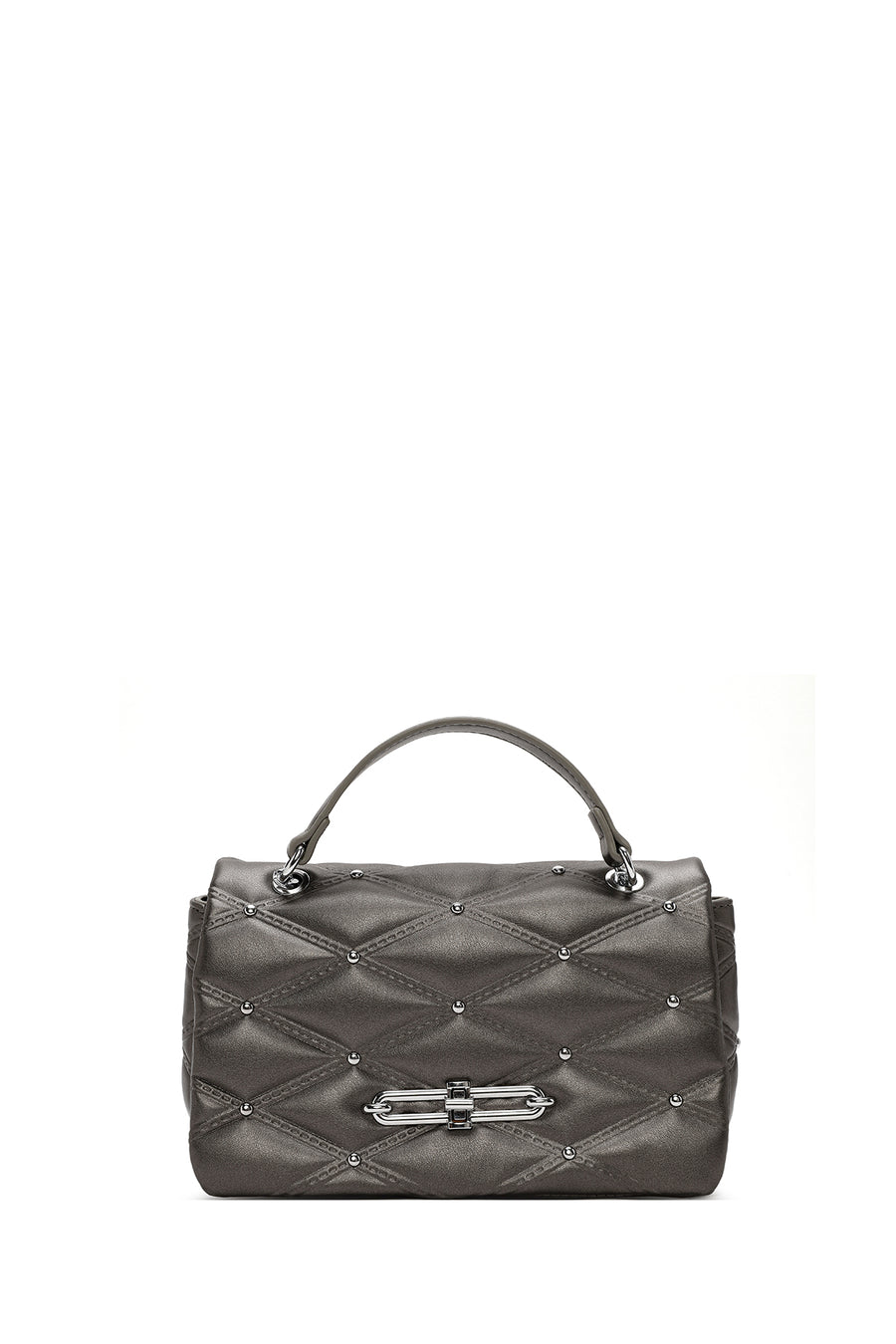 Women's Grey Long Strap Quilted Patterned Shoulder Bag
