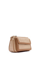 Women's Beige Long Strap Printed Crossbody Bag | Derimod