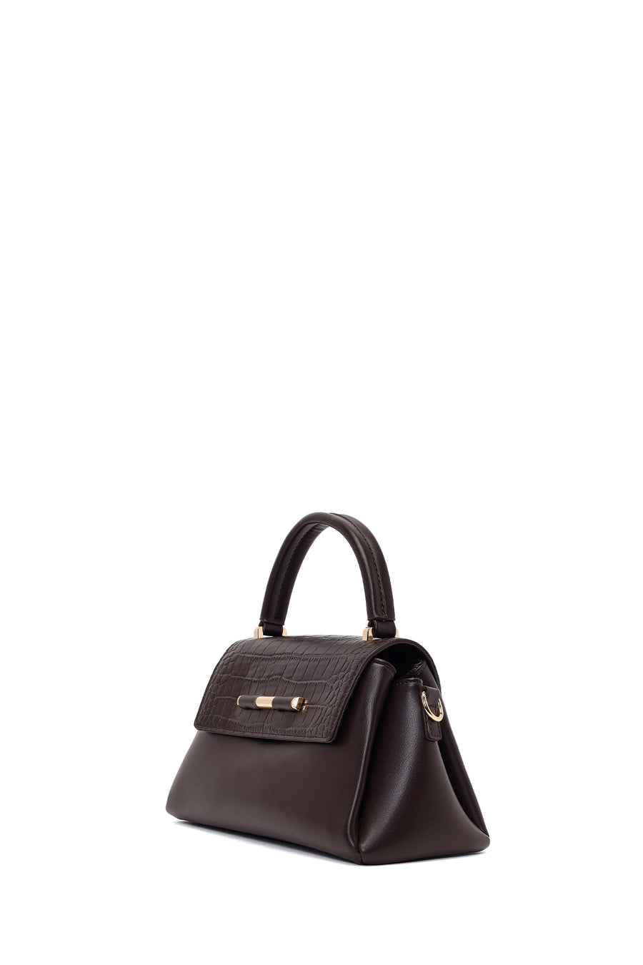 Woman Brown Long-Strap Croc-Pattern Classic Shoulder Bag