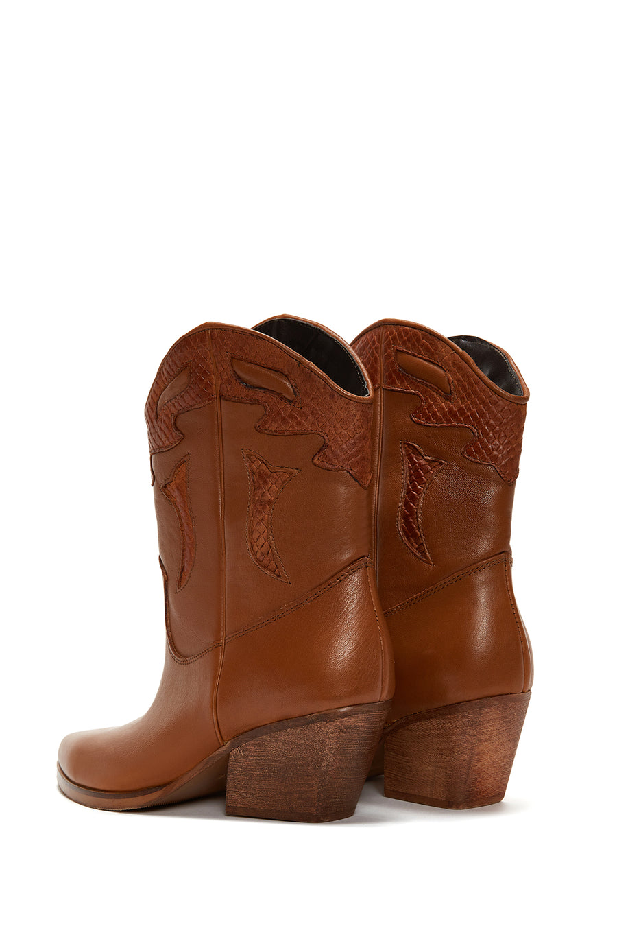 Women's Tan Leather Heeled Cowboy Western Boots