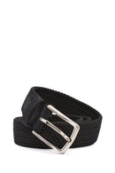 Men's Black Braided Leather Belt | Derimod