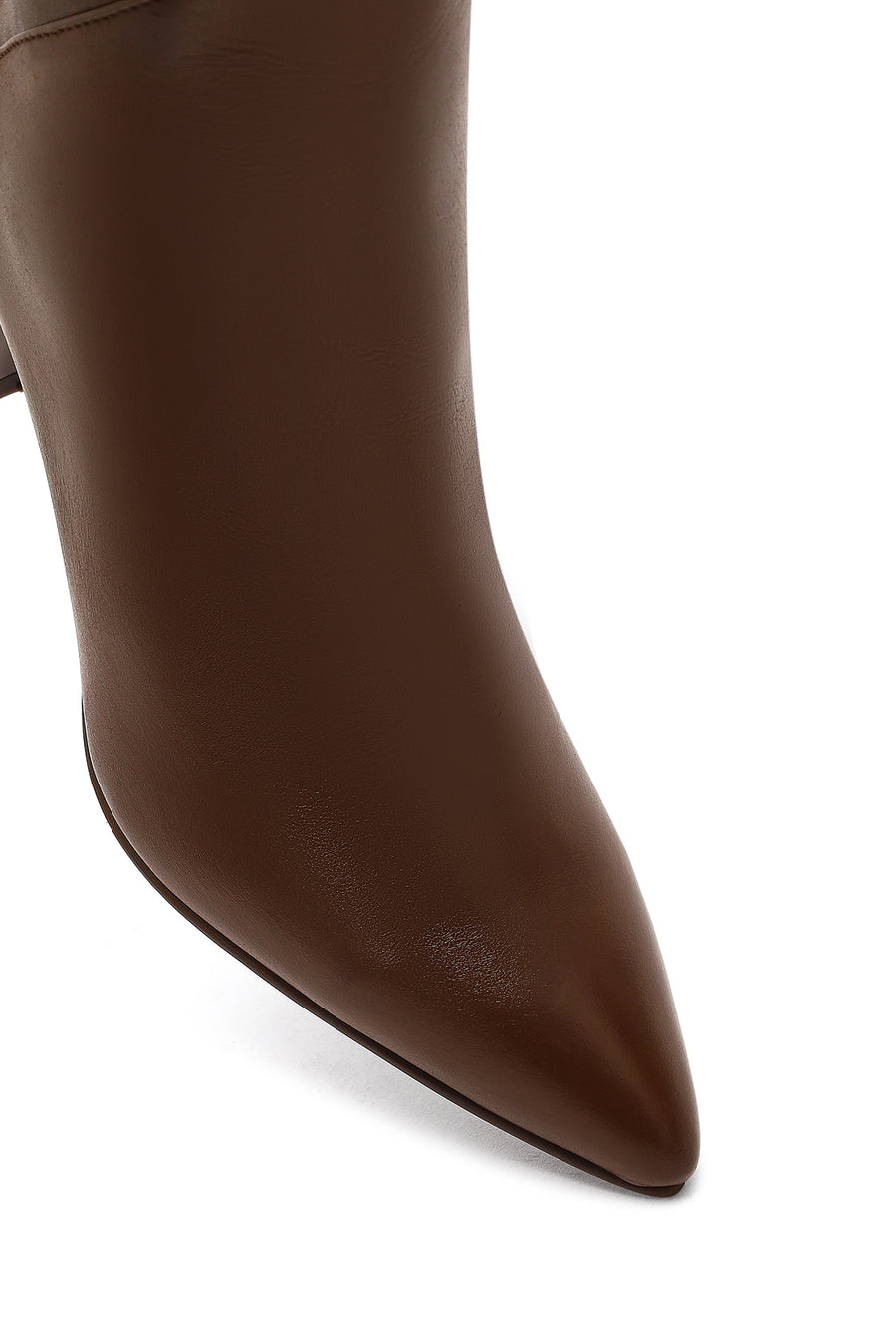 Woman Brown Zip Closure Thin High-Heel Leather Boots