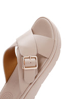 Women's Beige Thick Soled Comfort Slippers | Derimod