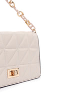 Women's Cream Long Strap Quilted Crossbody Bag | Derimod