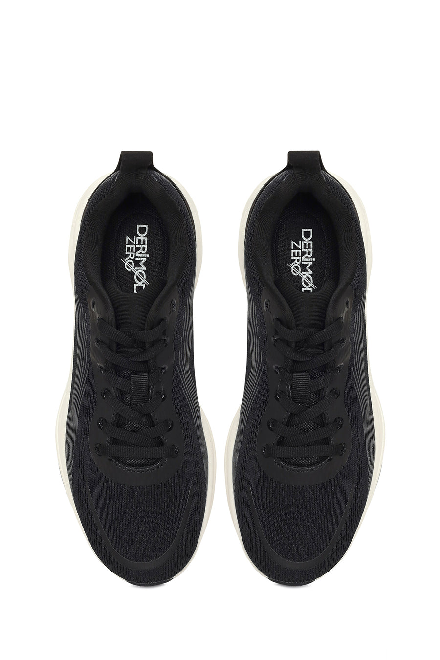 Derimod Zero Woman Black Lace-Up Thick-Soled Fabric Sneakers