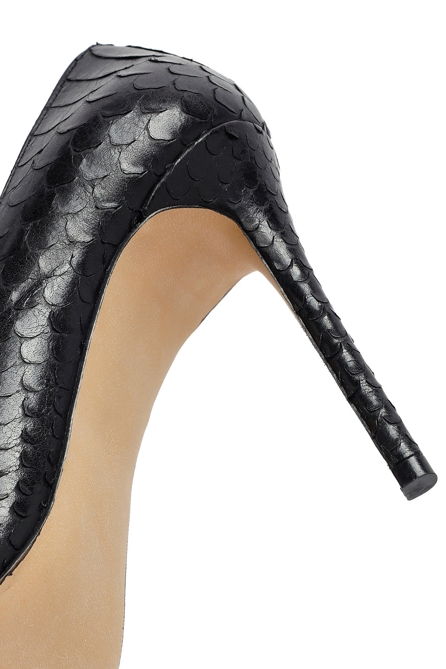 Women's Black Patterned High Thin Heel Leather Stiletto