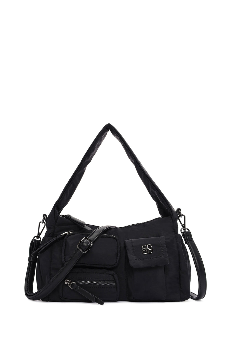 Women Black Long Strap Fabric Shoulder Bag 24SBD25476F | Derimod