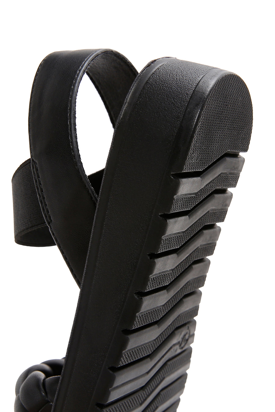 Women's Black Knit Patterned Sandals