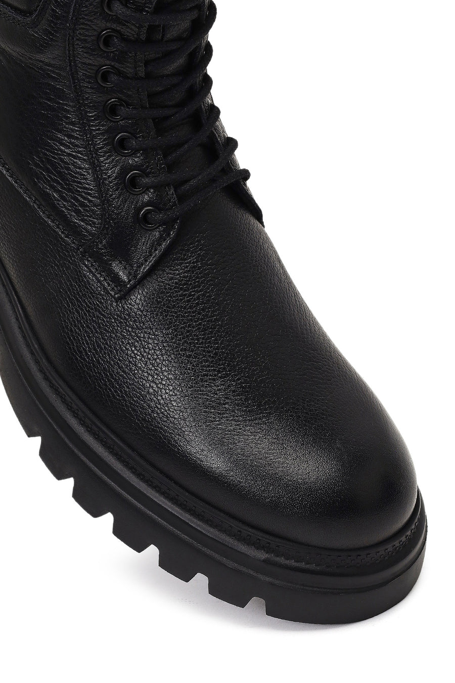 Male Black Zip Closure Leather Combat Boots