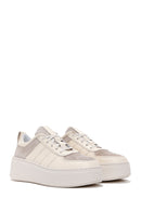 Women's Beige Leather Thick Soled Sneaker | Derimod