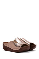 Women's Bronze Thick Soled Comfort Slippers | Derimod