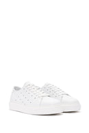 Men's White Lace-up Thick-Sole Leather Sneaker | Derimod