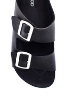 Women's Black Double Buckle Slippers | Derimod