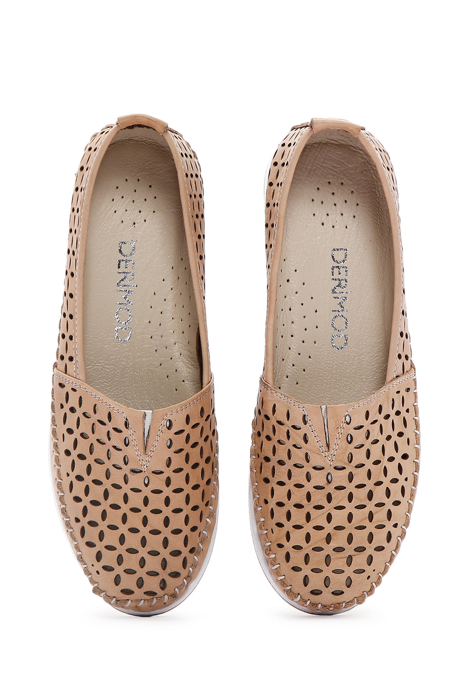 Women's Beige Leather Comfort Loafer