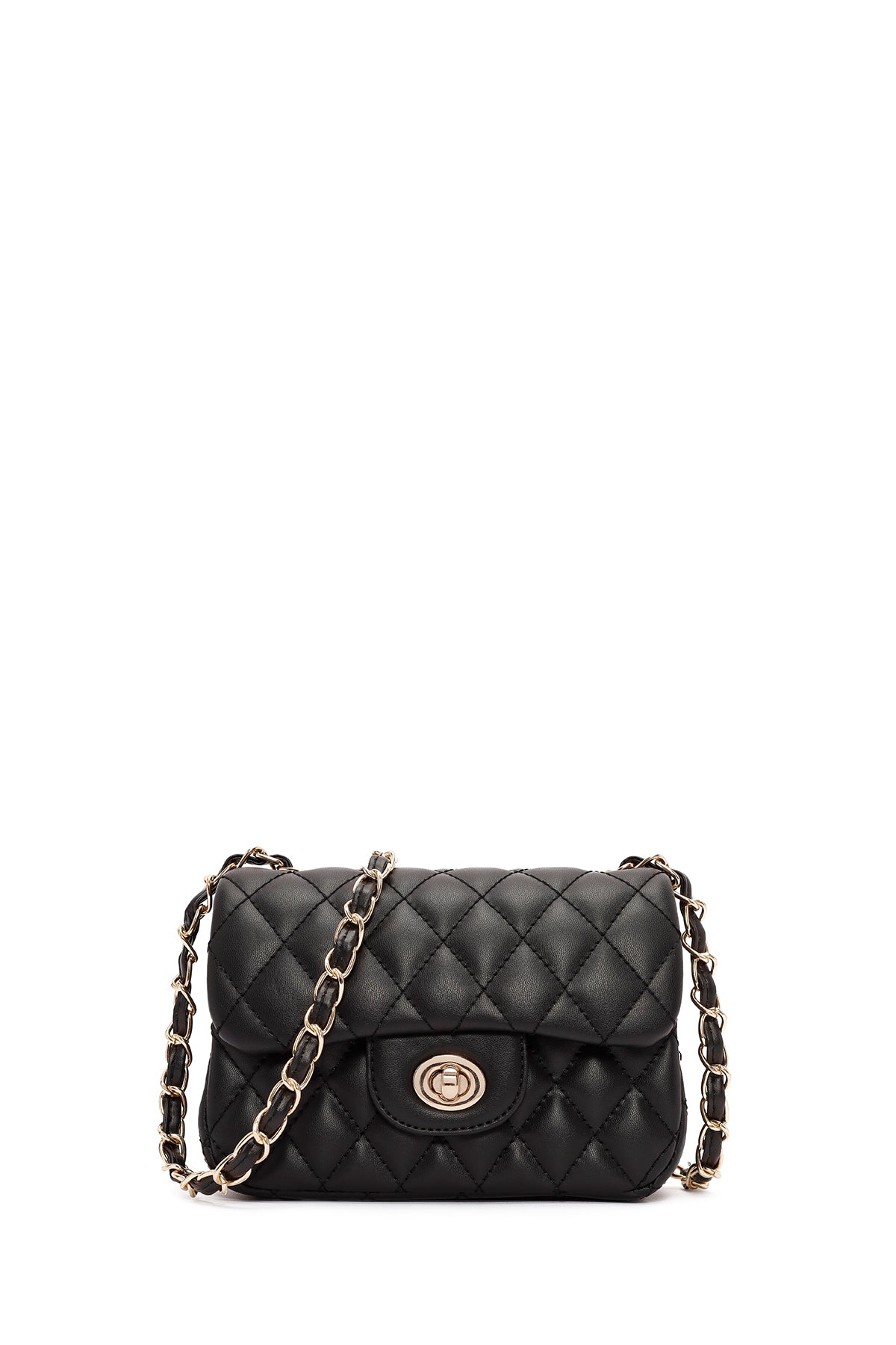 Women's Black Long Strap Quilted Mini Crossbody Bag 24WBD2005KP | Derimod