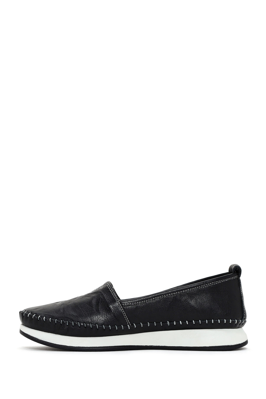 Kadın Siyah Kalın Tabanlı Deri Comfort Loafer