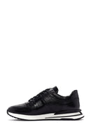 Men's Black Crocodile Patterned Lace Up Thick Soled Leather Sneaker | Derimod