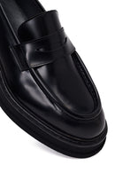 Male Black Thick-Soled Leather Loafer | Derimod