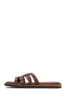 Women's Brown Leather Comfort Slippers | Derimod