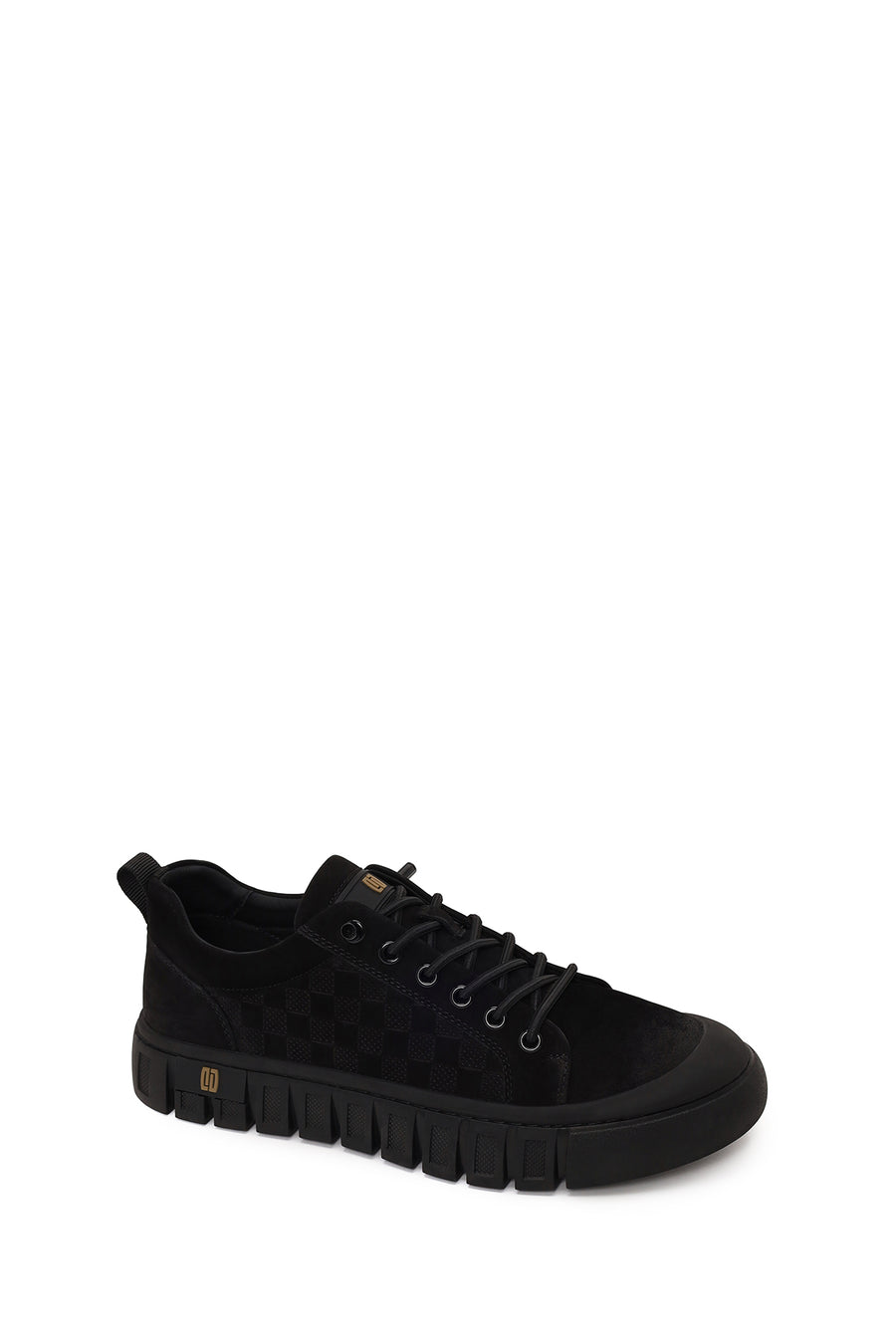 Erkek Siyah Bağcıklı Kalın Tabanlı Nubuk Deri Sneaker