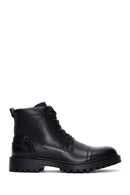 Men's Black Leather Boots Flat Boots | Derimod