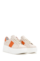 Women's Beige Leather Thick Soled Sneaker | Derimod