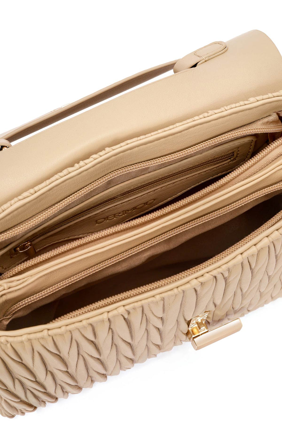 Women's Beige Long Strap Handbag with Accessory Detail