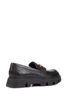 Geox Women's Black Vilde Buckle Detailed Leather Masculine Loafer | Derimod