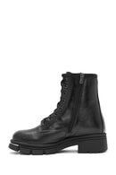 Women's Black Zippered Leather Boots | Derimod