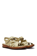Women's Green Leather Comfort Sandals | Derimod
