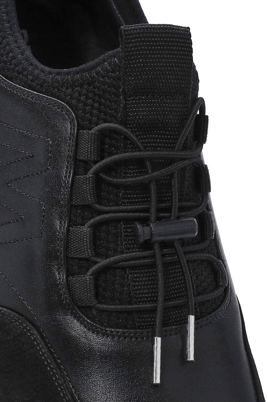 Erkek Siyah Bağcıklı Deri Casual Sneaker