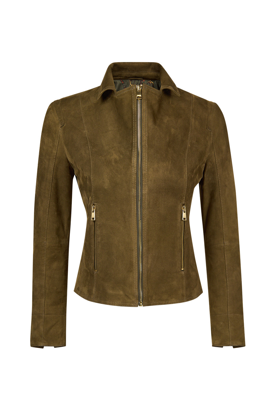 Lara Woman Green Short Suede Leather Jacket