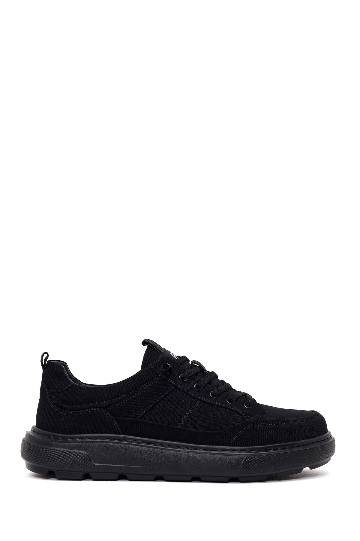 Derimod Zero Male Black Lace-Up Thick-Soled Fabric Sneaker WM680072KK | Derimod