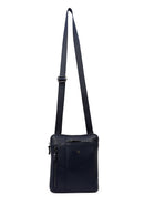 Men's Navy Leather Messenger Bag | Derimod