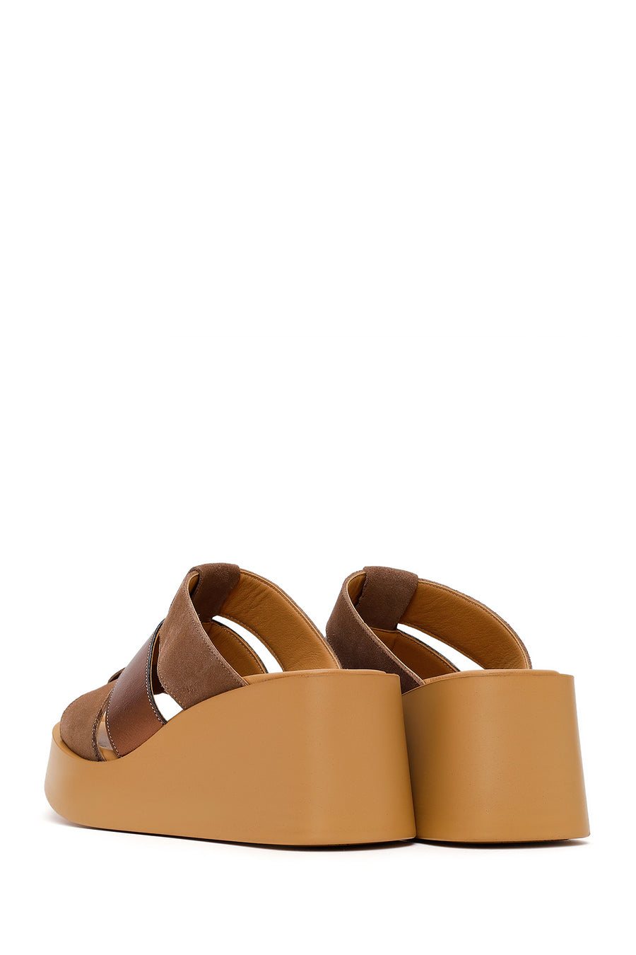 Woman Mink Wedge Heel Suede Leather Comfort Slippers