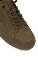Male Khaki Lace-up Nubuck Leather Sneaker | Derimod