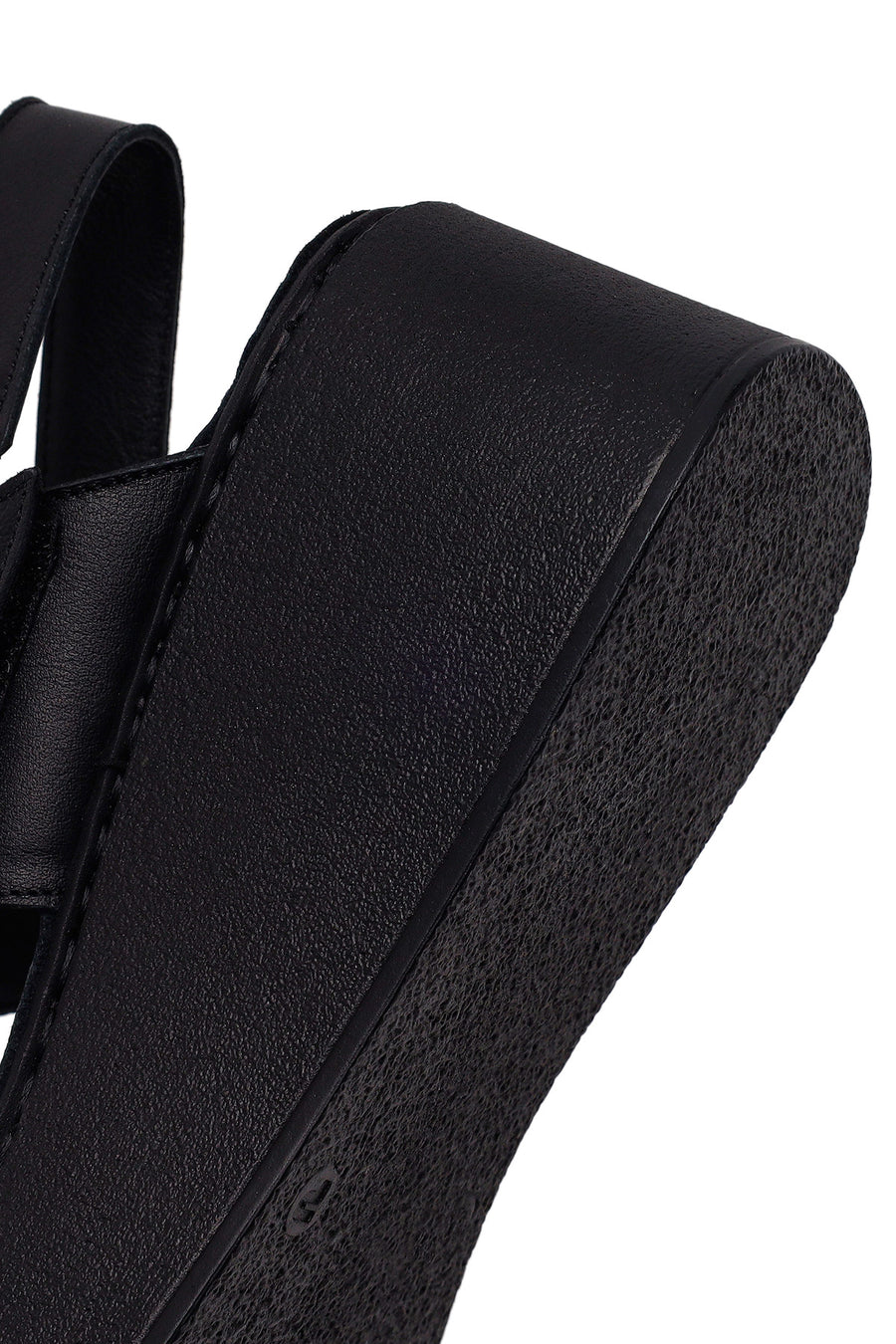 Women’s Black Strappy Wedge Leather Comfort Sandals