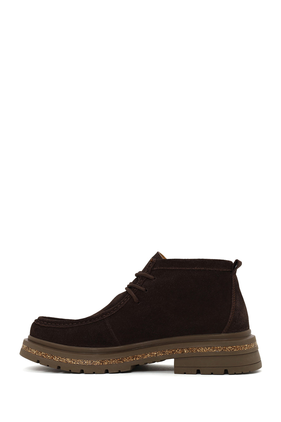 Male Brown Lace-up Thick-Soled Suede Casual Boots