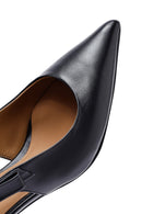 Women's Black Open Back Thin Heeled Leather Shoes | Derimod
