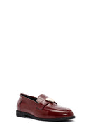 Women's Burgundy Accessory Detailed Leather Masculine Loafer | Derimod