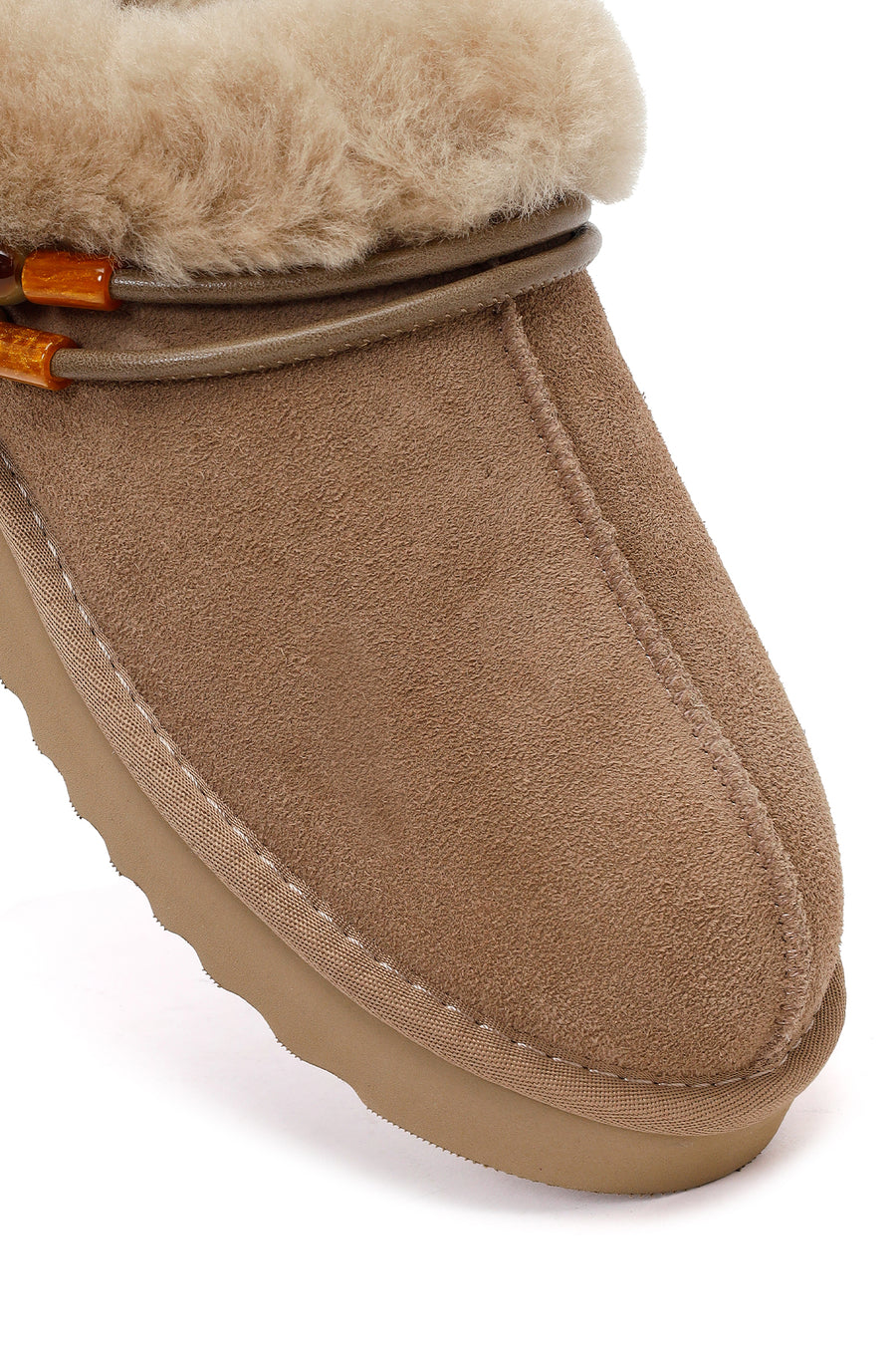 Woman Mink Stone-Embellished Suede Teddy Slipper